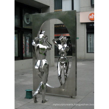 Modern figure outdoor decoration stainless steel sculpture